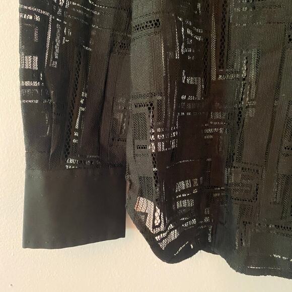 Lafayette 148 Black Translucent Long Sleeve Blouse Cotton Blend Women size Small - Picture 5 of 12